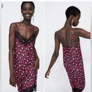 Zara Red and Black Animal Print Maxi Dress